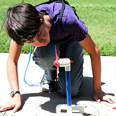 Student works on a newly designed propeller model.